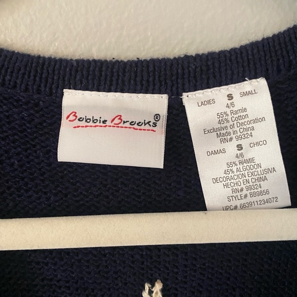 Bobbie Brooks navy novelty sweater vest size S Scottish terrier Scotty holiday - Picture 3 of 8